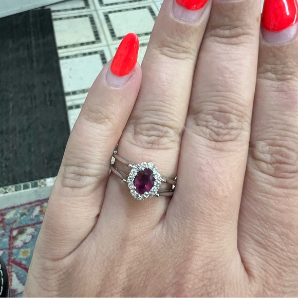 14k White Gold Diamond Sapphire Ruby Ring - Picture 8 of 12